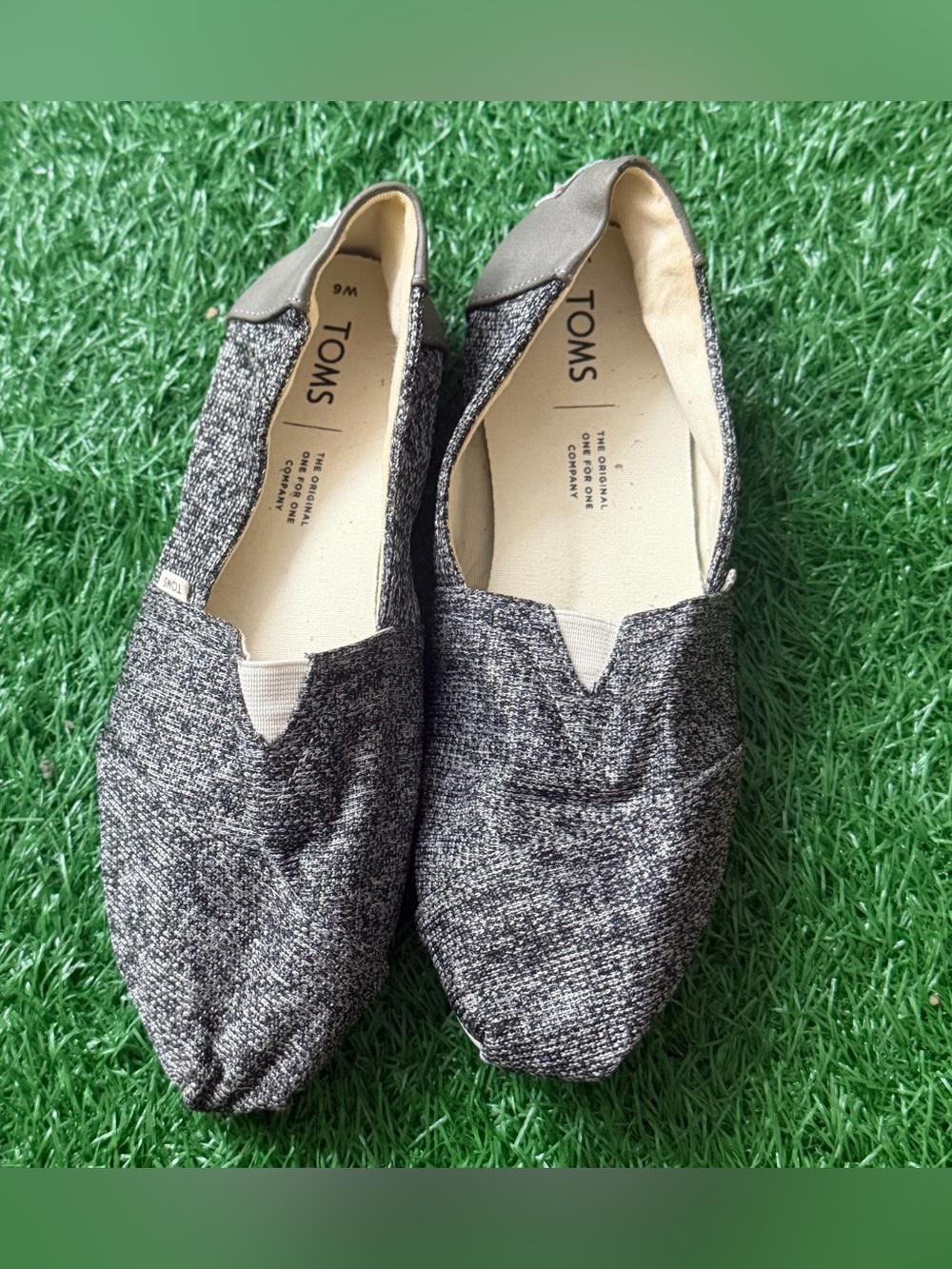 TOMS Women's Gray Knit Alpargata Slip-On Shoes Size 6